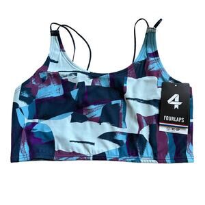 FOURLAPS Poise Longline Bra Abstract Landscape Print Women's Size Large NWT Run